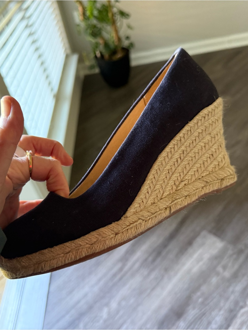 J. Crew Black Canvas Espadrille Wedge
